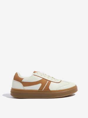 LUNA BLU Off-White Colour-Blocked Lace-Up Sneakers