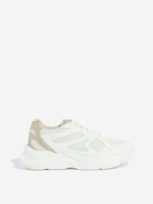 LUNA BLU White Chunky Lace-Up Sneakers