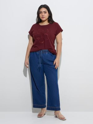 Gia Dark Blue Straight-Fit High-Rise Jeans