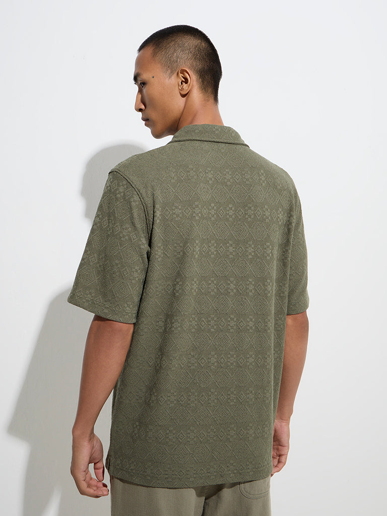 ETA Olive Embroidered Relaxed-Fit Polo T-Shirt - Image 5