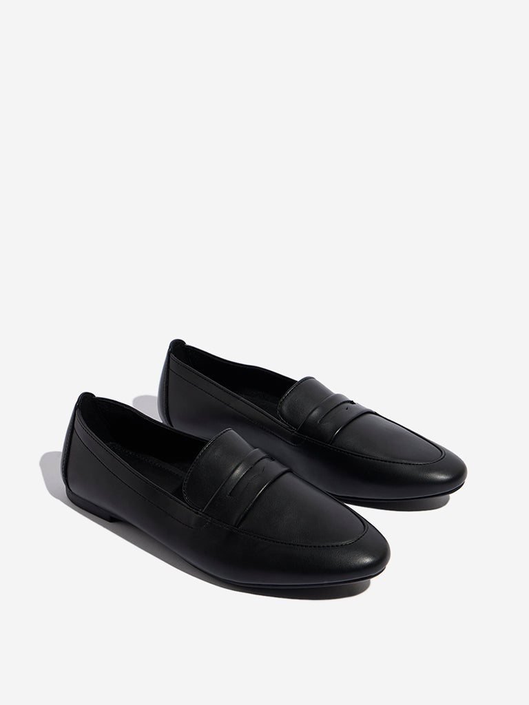LUNA BLU Black Faux-Leather Loafers - Image 2