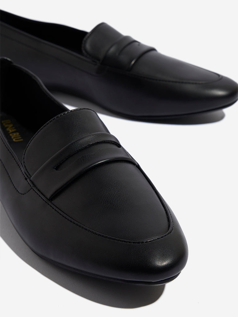 LUNA BLU Black Faux-Leather Loafers - Image 3
