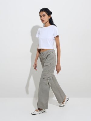 Nuon Sage Cargo-Style Mid-Rise Denim Pants