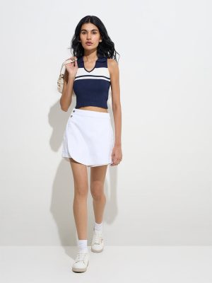 Nuon White High-Rise Denim Skort
