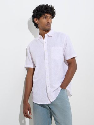 WES Casuals Pink Floral Relaxed-Fit Cotton-Blend Shirt