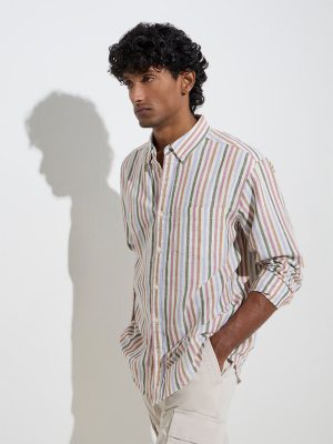 WES Casuals Multicolour Relaxed-Fit Cotton-Blend Shirt