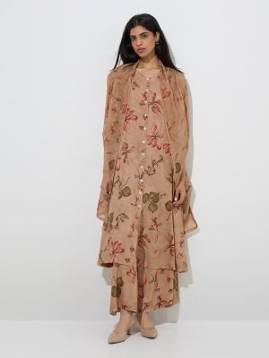 Zuba Brown Botanical Design Palazzos