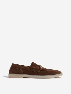 SOLEPLAY Brown Metal-Detailed Suede Leather Loafers