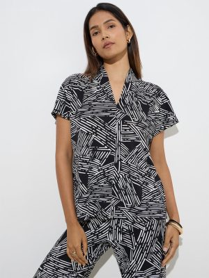 Wardrobe Black Abstract Patterned Top