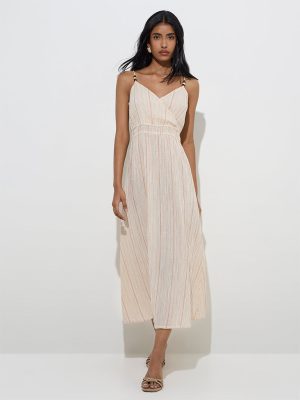 LOV Off-White Seersucker A-Line Dress