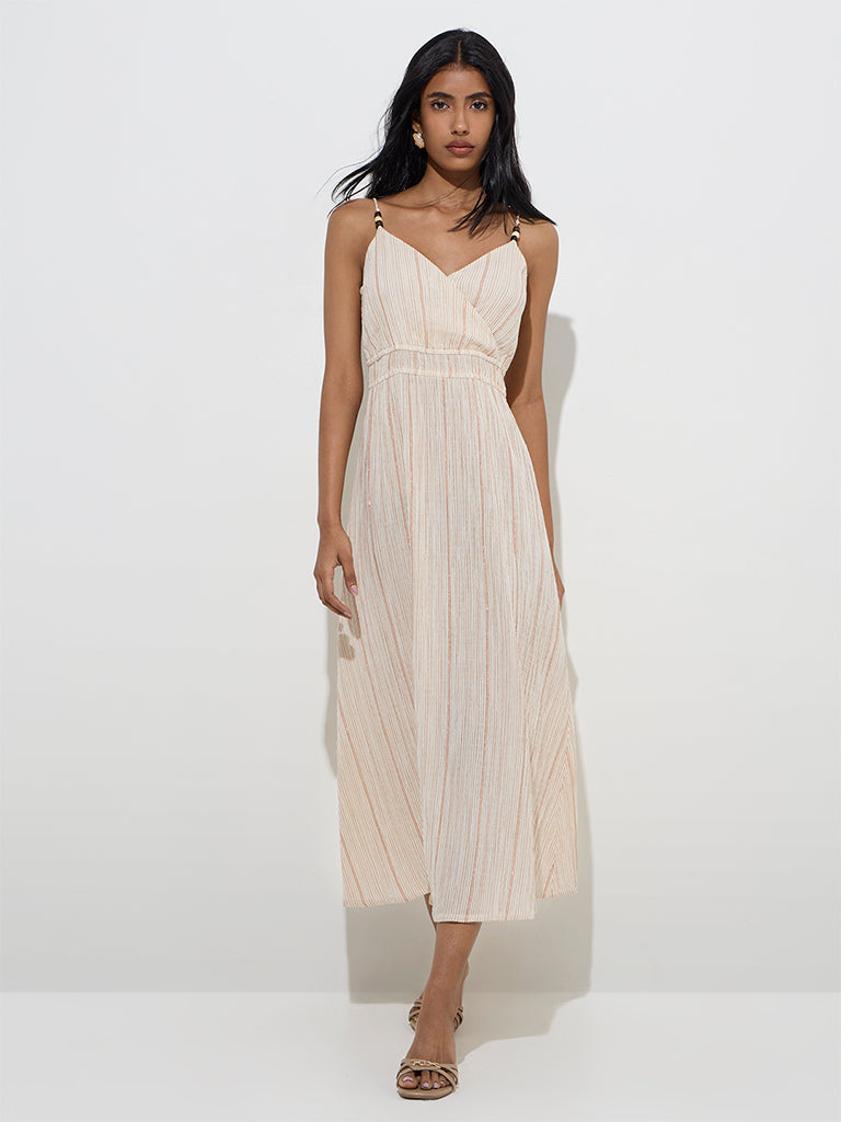 LOV Off-White Seersucker A-Line Dress