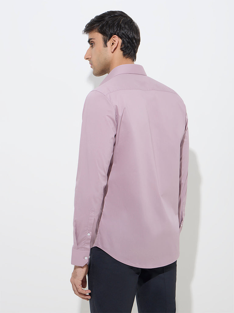 WES Formals Mauve Ultra-Slim Fit Cotton-Blend Shirt - Image 4