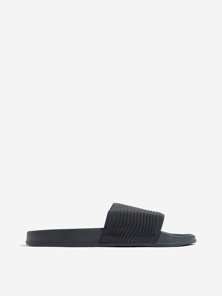 SOLEPLAY Grey Chevron Textured Slides