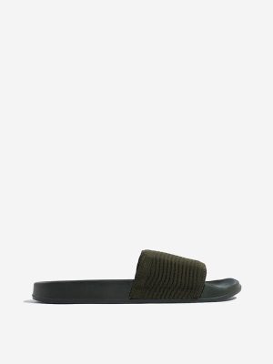 SOLEPLAY Olive Chevron Textured Slides