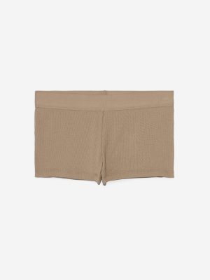 Superstar Beige Ribbed-Textured Boy Shorts Briefs