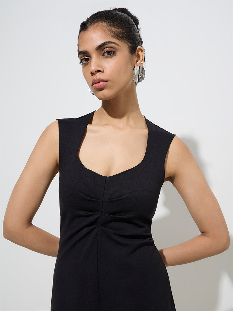 Wardrobe Black Solid Bodycon Dress - Image 2