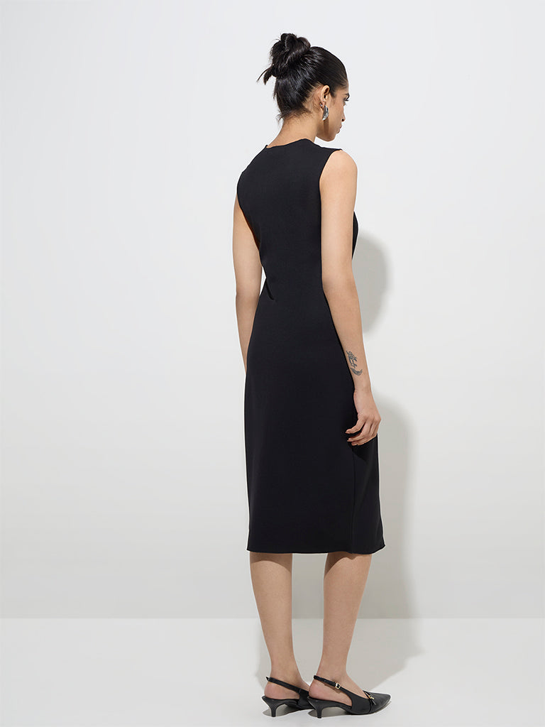 Wardrobe Black Solid Bodycon Dress - Image 4