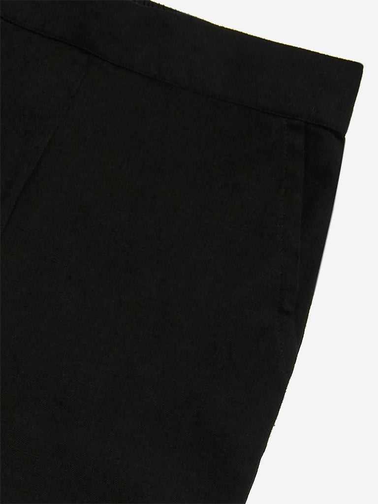 Utsa Kids Black Crochet Detailed Cotton-Blend Ethnic Palazzos - (2-8yrs) - Image 3