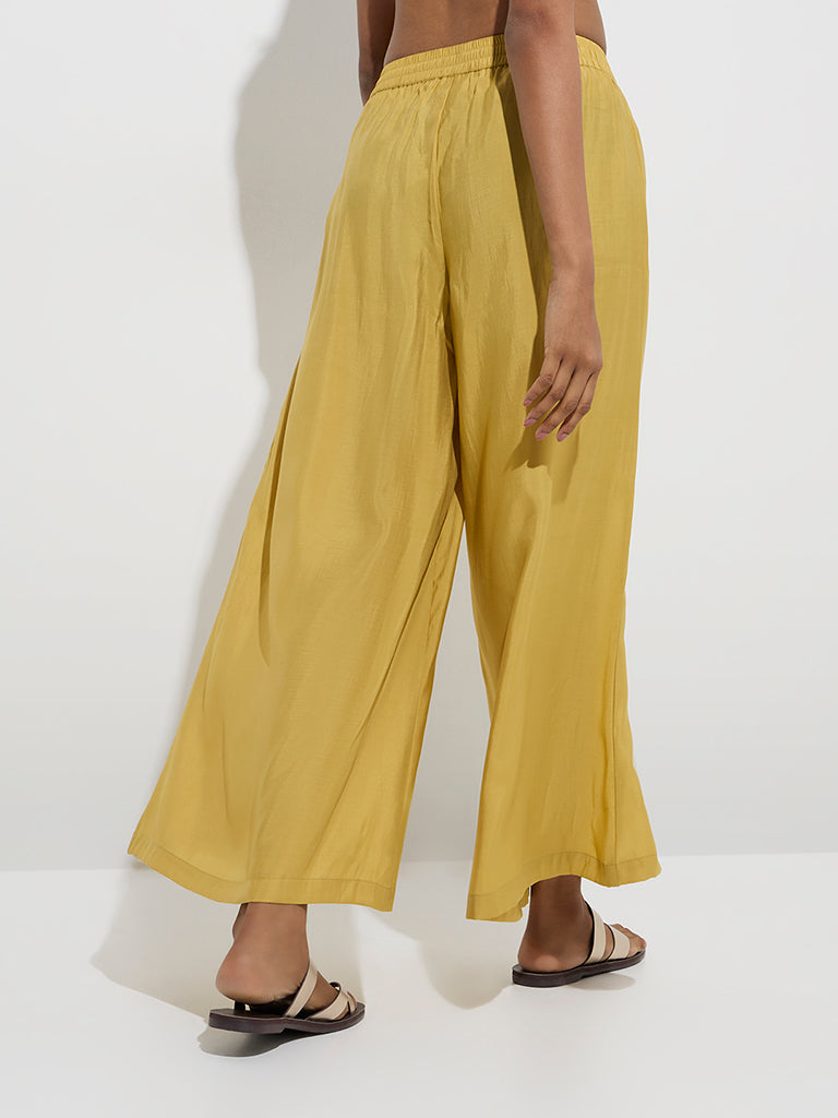 Utsa Yellow Solid Palazzos - Image 2
