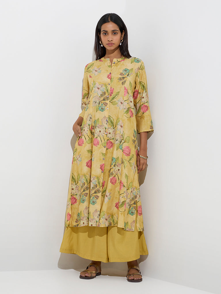 Utsa Yellow Solid Palazzos - Image 3