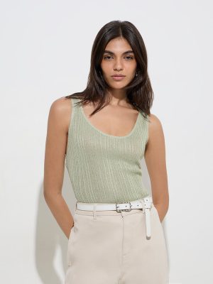 LOV Sage Shimmer Top