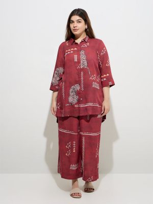 Diza Red Tribal-Inspired Palazzos