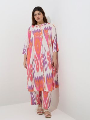 Diza Multicolour Ikat Design Cotton Ethnic Pants