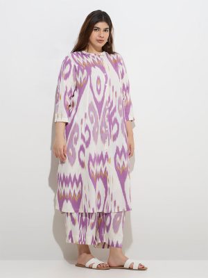 Diza Purple Ikat Printed Ethnic Pants
