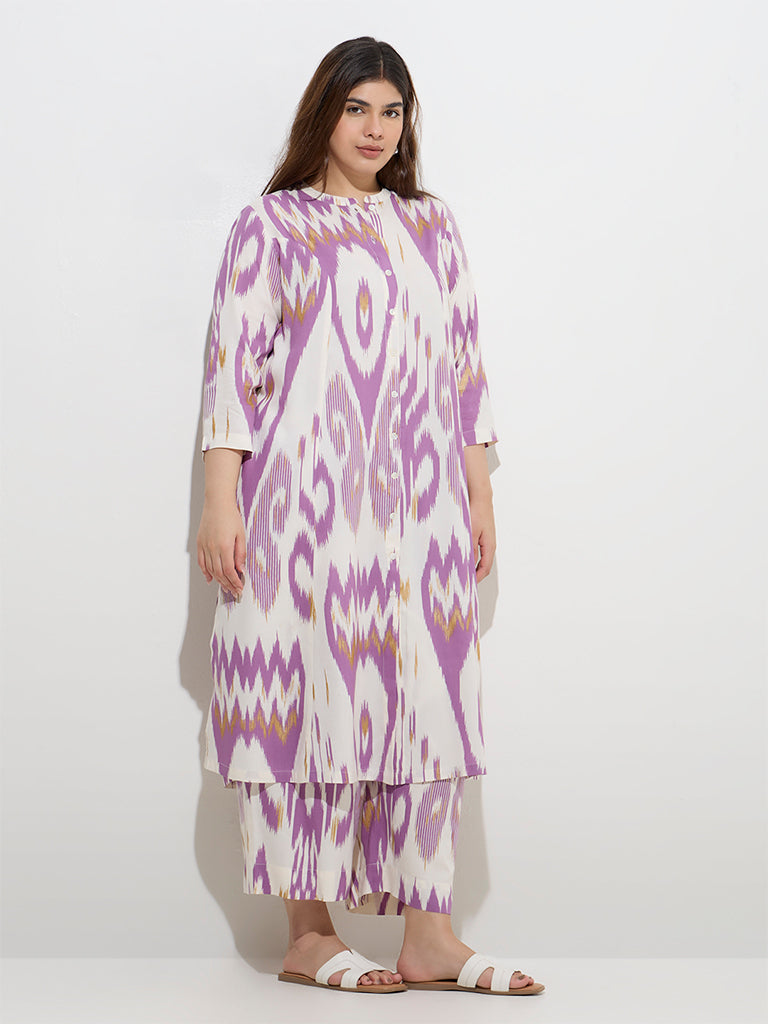 Diza Purple Ikat Printed Ethnic Pants