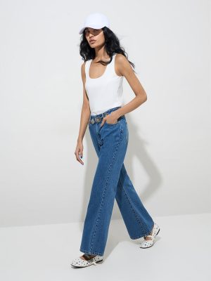 Nuon Blue Bootcut Mid-Rise Jeans