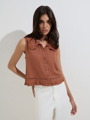 LOV Tan Solid Blouse