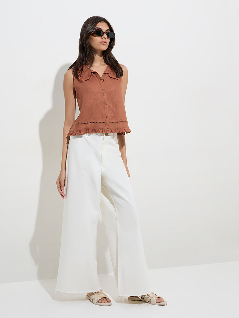 LOV Tan Solid Blouse - Image 3