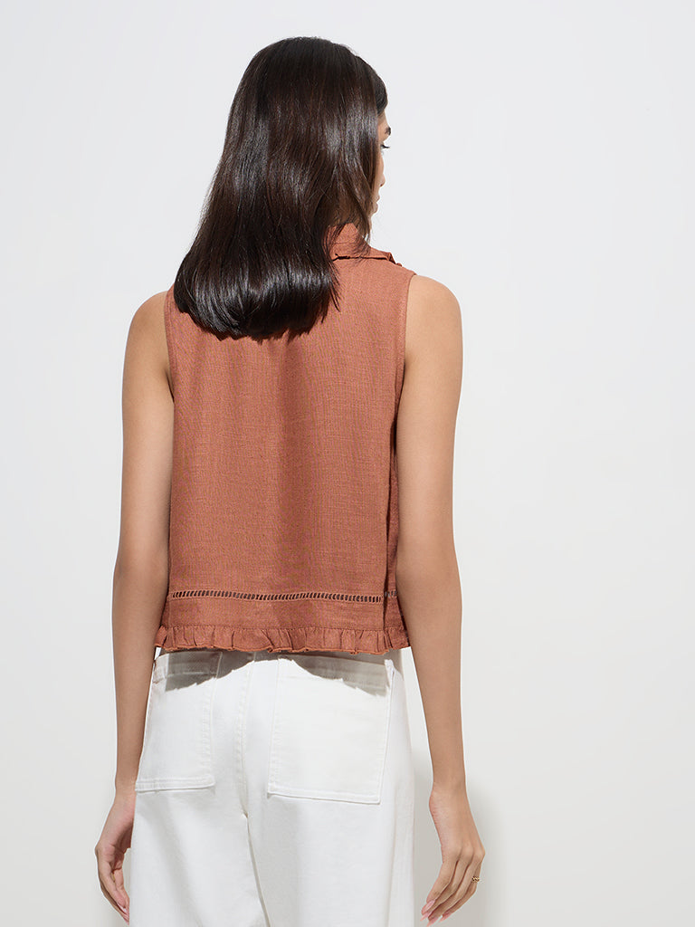 LOV Tan Solid Blouse - Image 4