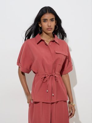 LOV Dusty Pink Solid Blouse