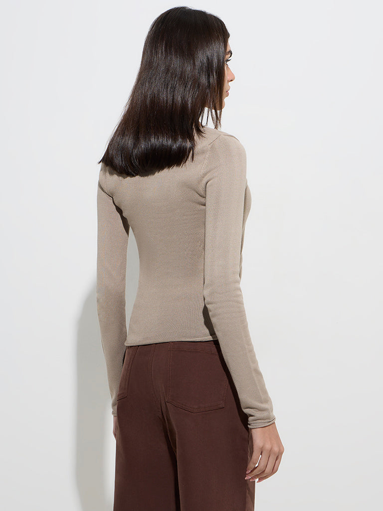LOV Taupe Ruched Top - Image 5