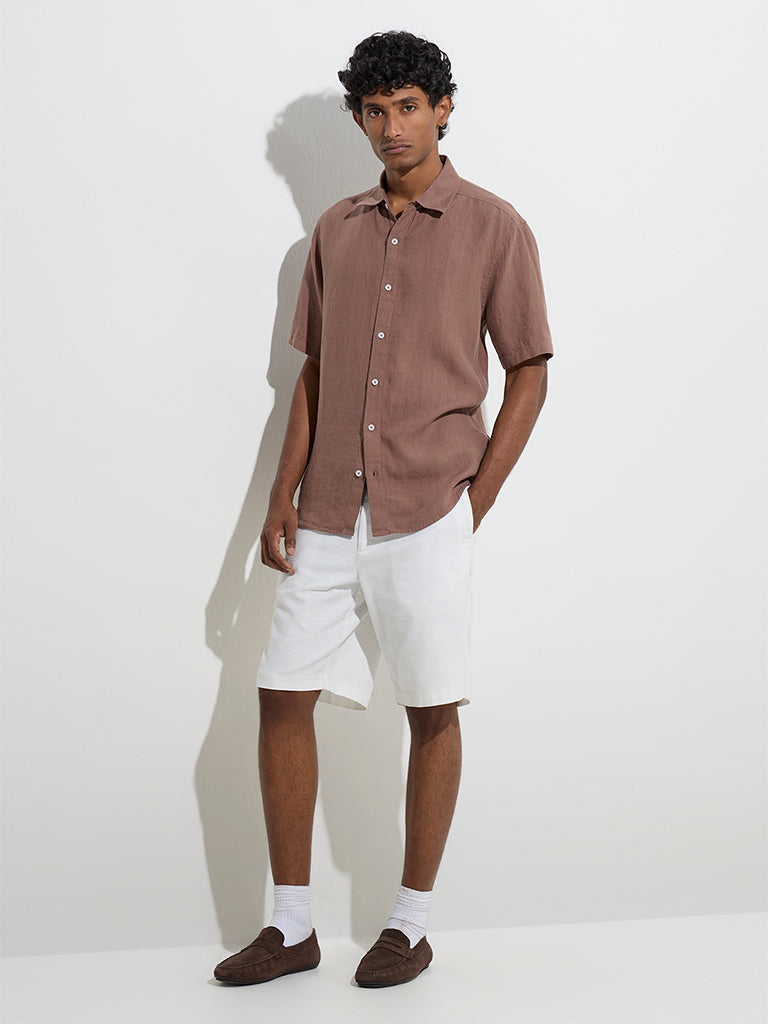 Ascot Taupe Solid Relaxed-Fit Linen Shirt - Image 3