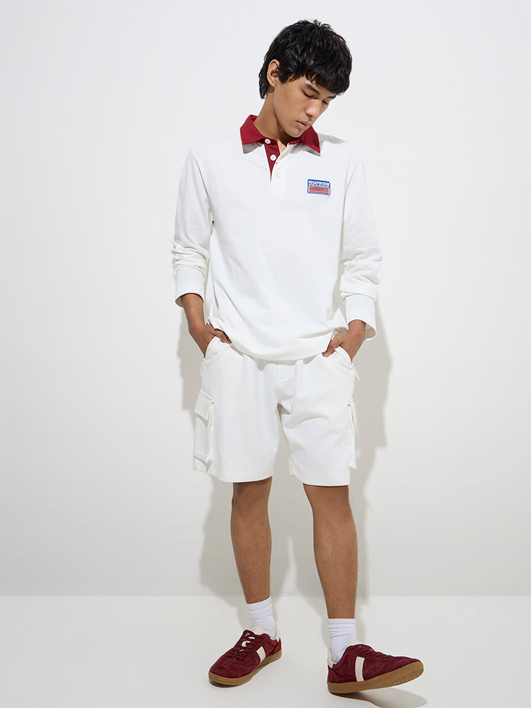 Studiofit Off-White Relaxed-Fit Cotton-Blend Sweatshirt - Image 3