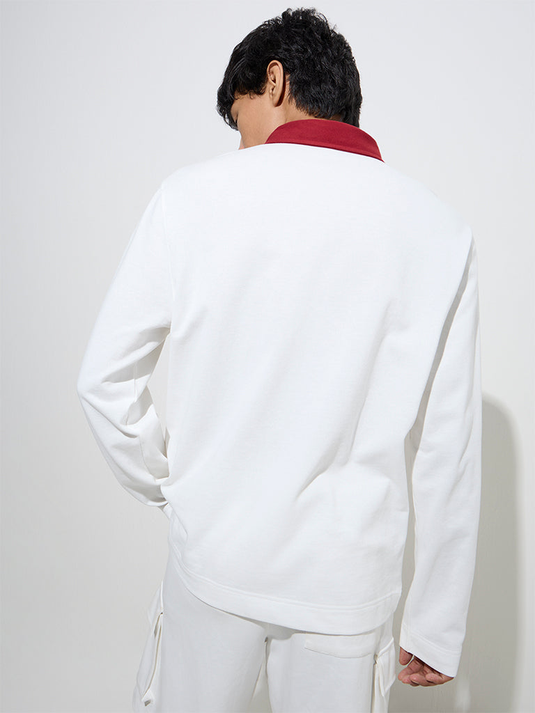 Studiofit Off-White Relaxed-Fit Cotton-Blend Sweatshirt - Image 4