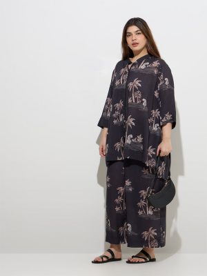 Diza Black Tropical-Inspired Ethnic Tunic