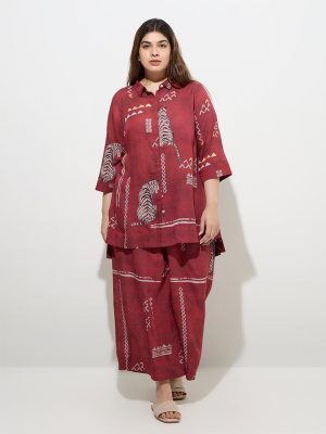 Diza Red Tribal-Inspired Ethnic Tunic