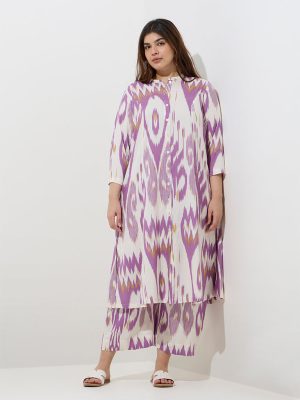 Diza Purple Ikat Design A-Line Kurta