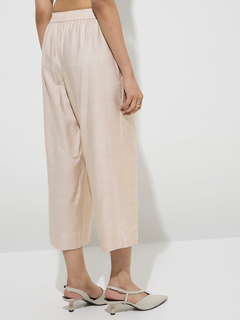 Zuba Beige Solid Ethnic Pants - Image 4