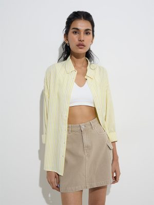 Nuon Yellow Stripe Printed Shirt