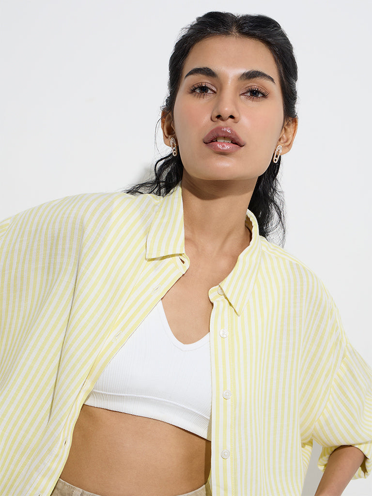 Nuon Yellow Stripe Printed Shirt - Image 2