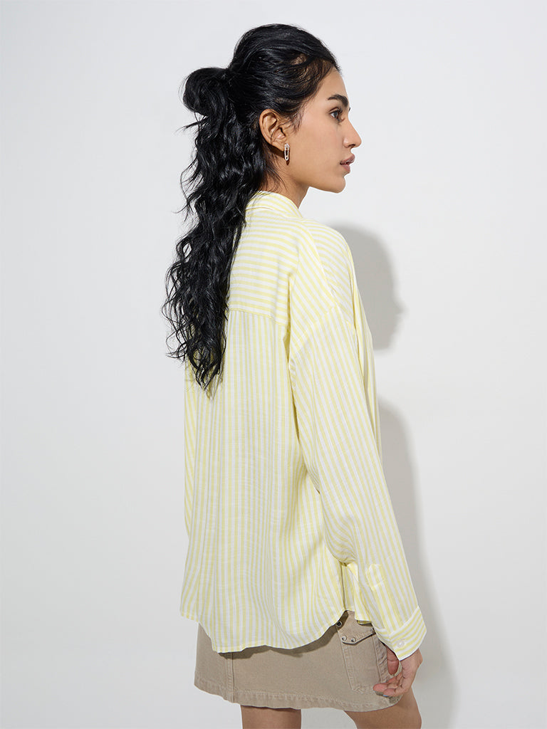 Nuon Yellow Stripe Printed Shirt - Image 4