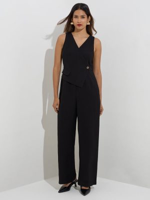 Wardrobe Black Solid Jumpsuit