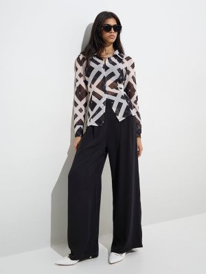 Wardrobe Black Solid High-Rise Trousers