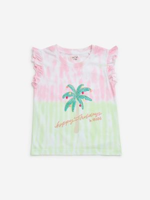 HOP Kids Multicolour Tie-Dye Design Cotton Top