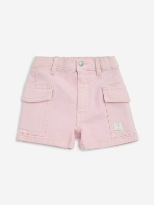 HOP Kids Pink High-Rise Denim Shorts