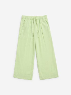 HOP Kids Lime Solid High-Rise Trousers